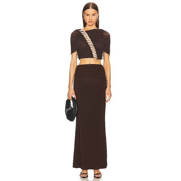 Revolve L’Academie by Marianna NWT Dark Brown Fria Cropped Top Size XS - Picture 1 of 11